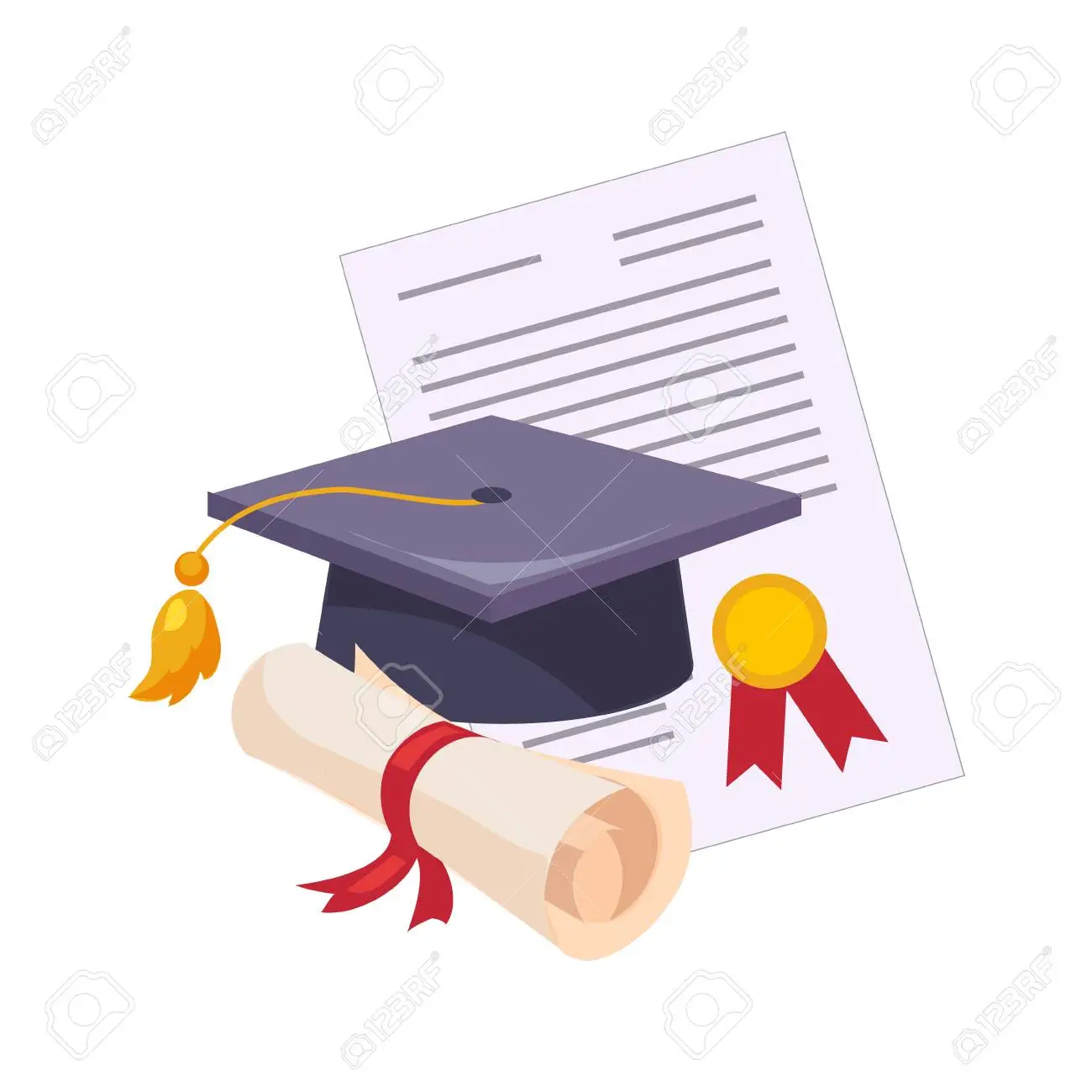 76172566-chapeau-de-graduation-et-diplôme-ensemble-d-école-et-d-objets-liés-à-l-éducation-dans-le-style-de.webp